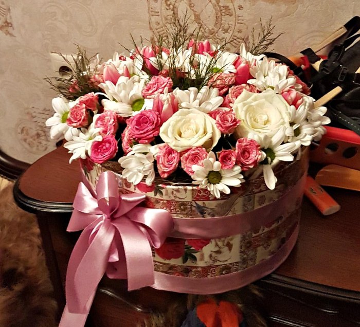 Цветы в коробочке «Розовое поле» — доставка цветов Балашихе