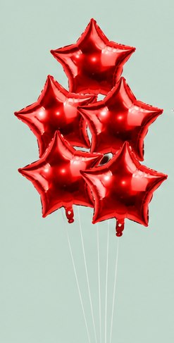 Связка из 5 фольгированных звезд с гелием — доставка цветов Балашихе